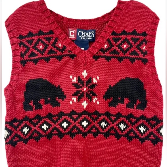 NWT! CHAPS Holiday Christmas 12 Mos. infants/toddler Bears Pullover Sweater Vest - Picture 1 of 5